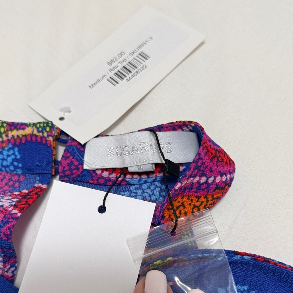 Sugarlips by Avara Multicolor Patterned halter Style Top. NWT - Picture 2 of 4